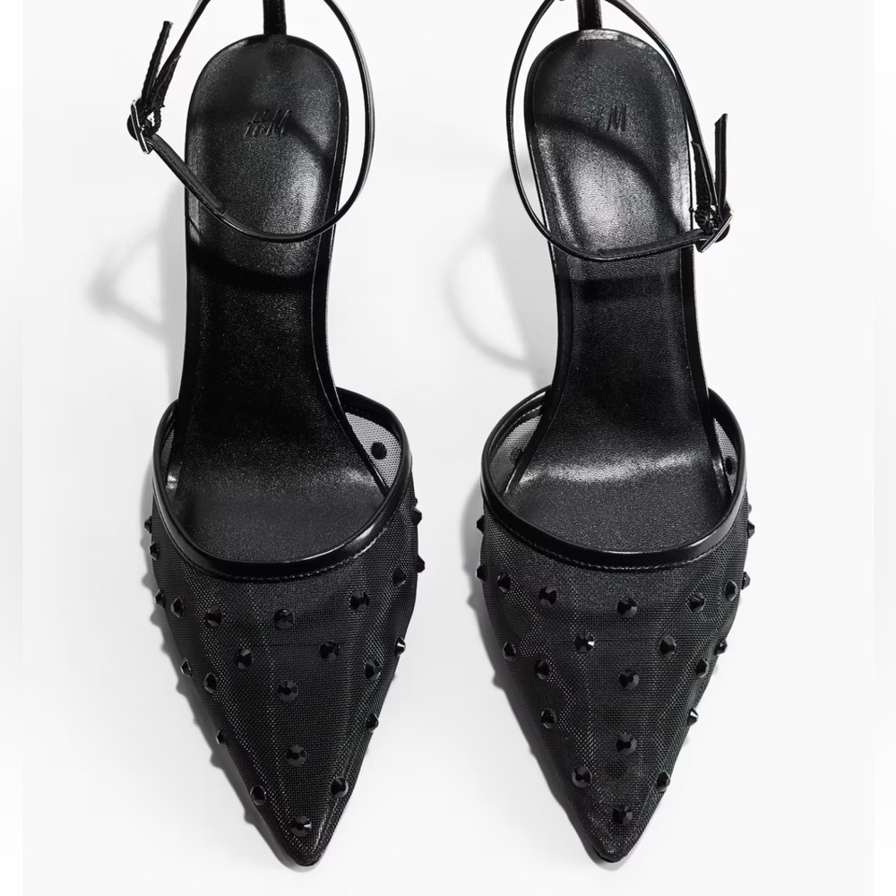 H&M Rhinestone Embellished Mesh Pumps
